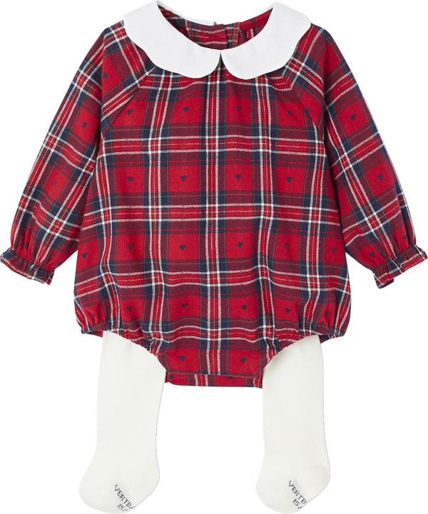 Envie de Fraise Baby Weihnachts-Set: Strampler aus Flanell & Strumpfhose, vertbaudet x