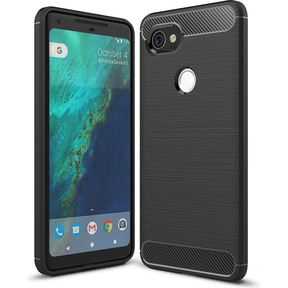 Screenguard Google Pixel 2 XL Hülle Carbon Brushed Soft TPU (Google Pixel 2 XL), Smartphone Hülle, Schwarz