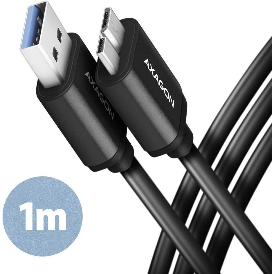 Axagon BUMM3-AM10AB Kabel Micro-B USB auf USB-A 3.2 Gen 1 (1 m, USB 3.2 Gen 1), USB Kabel