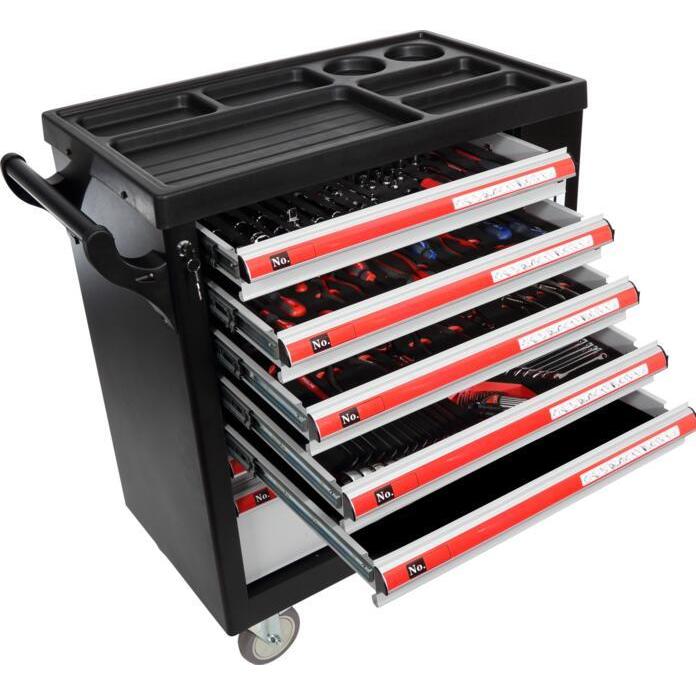 Pro-Line, Werkzeugkoffer, Proline Werkzeugschrank, 7 Schubladen, 79x49x101cm mit Füller 206-tlg. Prolin (206 Teile)