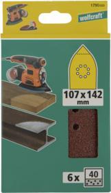 Produktbild wolfcraft 6 Haft-Schleifbl. Korund K60 107x142mm (60)