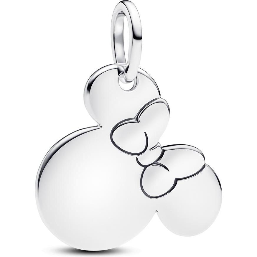 Pandora, Ciondolo collana, Disney Minnie Mouse Engravable dangle charm, (Argento 925)