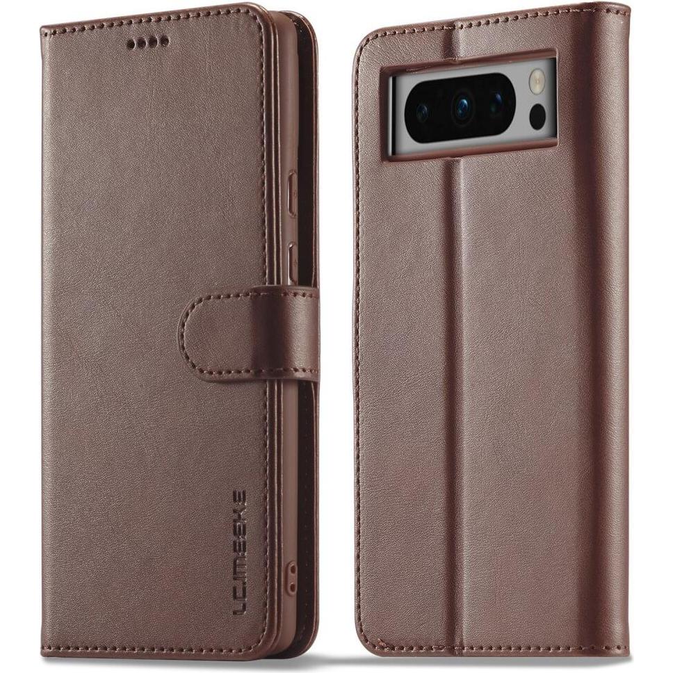 LC.Imeeke Google Pixel 8 Pro - Leder Etui Hülle dunkelbraun (Google Pixel 8 Pro), Smartphone Hülle, Braun