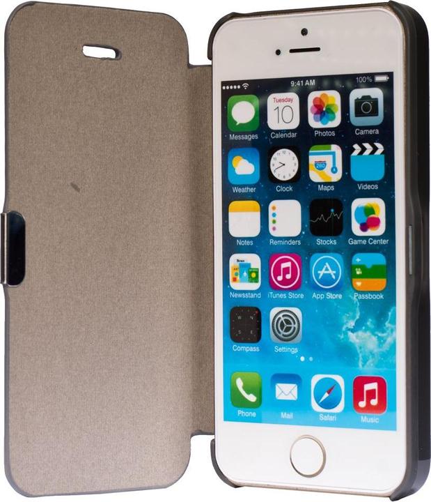Produktbild König Design Flip Cover Schutzhülle Slim Case Handyhülle Bookstyle für Apple iPhone 5 / 5s / SE Grau (Apple iPhone 5)