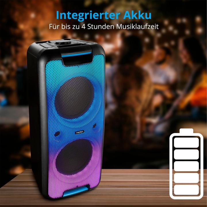 Productafbeelding Medion P61080 party geluidsinstallatie partyspeakers incl. microfoon, karaoke, oplaadbare batterij (4 h, Elektrische stroom)
