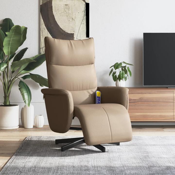 Actual product image vidaXL Massage chair with footrest cappuccino-brown