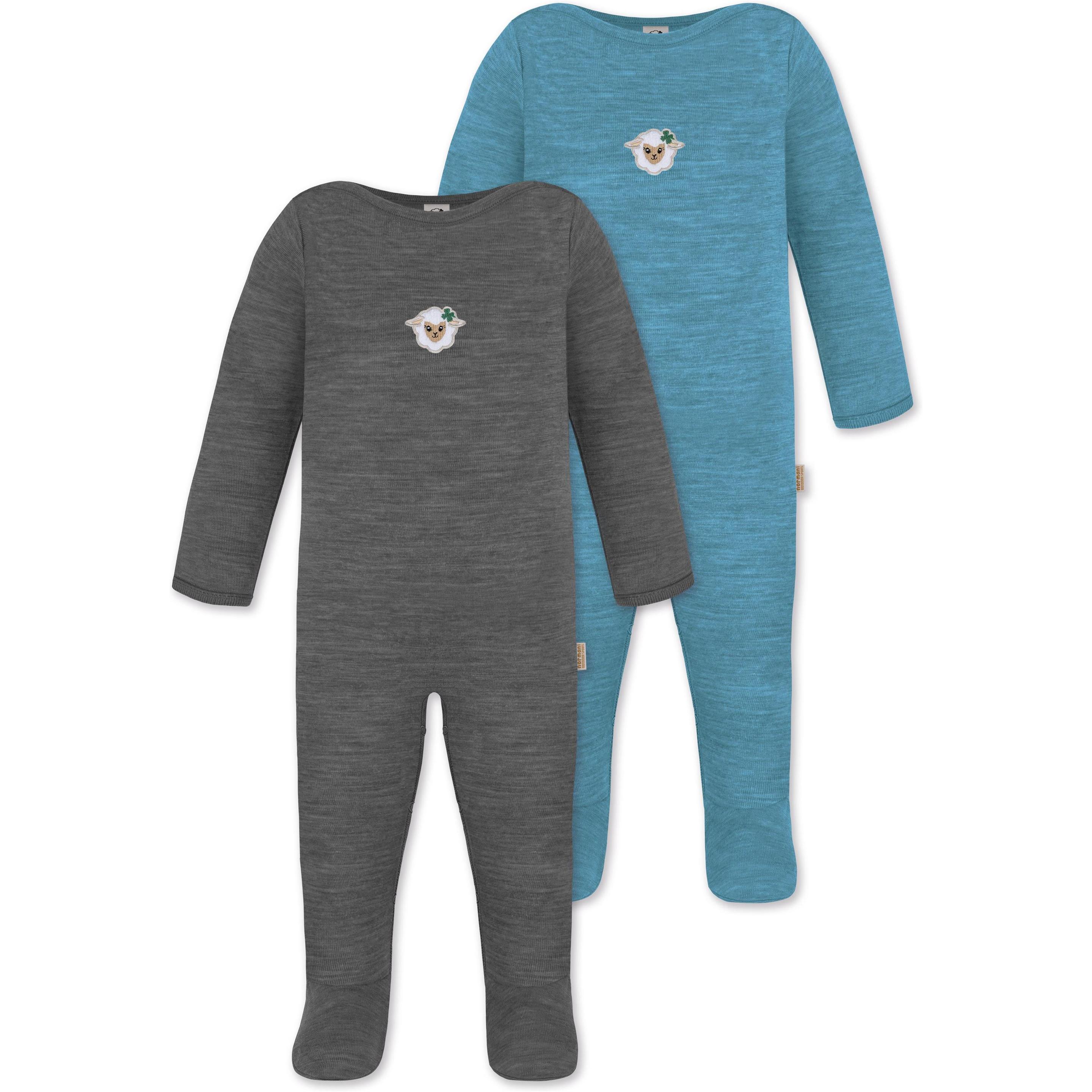 Normani, Herren, Strampler, 2er Pack MERINO Baby Merino Strampler „Levin" - 9413, Blau, (56)