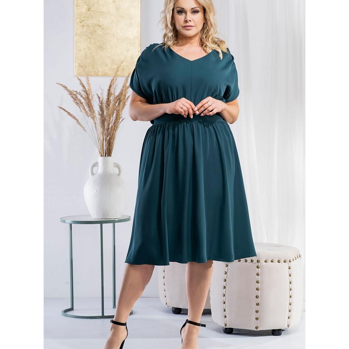 Karko, Damen, Kleider, Plus-Size Kleider, Grün, (38, 39, 40)