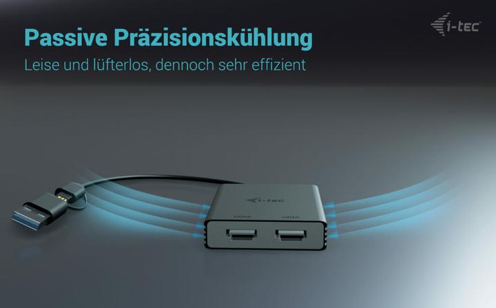 Immagine prodotto i-tec Adattatore video HDMI USB-A/USB-C doppio 4K Adattatore video HDMI 2x 4K con chip DisplayLink 6950 (USB-C, USB-A, 27 cm)