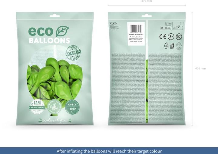 Produktbild Partydeco Eco Balloons 30cm pastel, green apple (1 pkt / 100 pc.) (100 x)