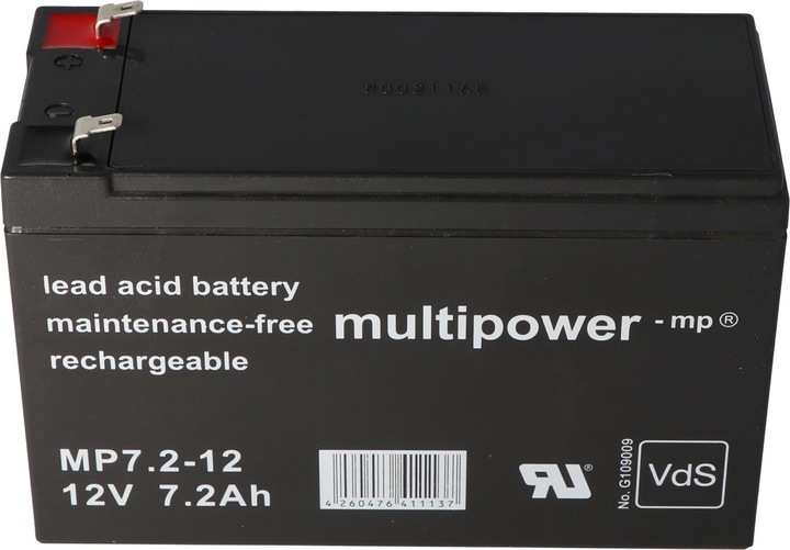 Actual product image Multipower Battery MP7.2-12, VDS approval (12 V, 7.20 Ah)