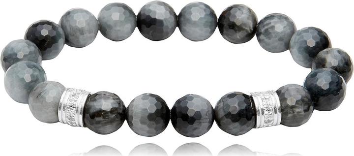 Immagine prodotto Leyda Bracciale a occhi di gatto con argento e zirconi (18 cm, Argento 925, Pietra, pietra sintetica)