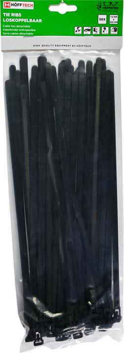 Immagine prodotto ProPlus Fascette staccabili 7,6 x 300 mm nere, fascette riutilizzabili 50 pezzi (300 mm, 50 pz.)