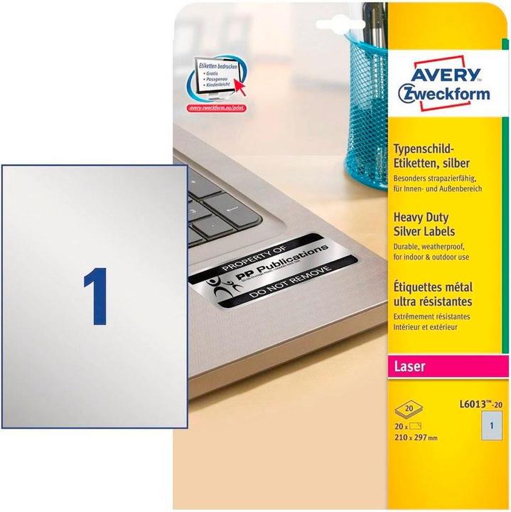 Actual product image Avery Type plate labels