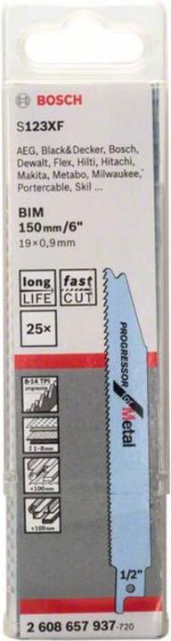 Produktbild Bosch Professional Zubehör Säbelsägeblatt S 123 XF Progressor for Metal, 25er-Pack