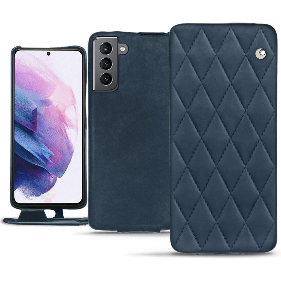 Noreve Lederschutzhülle vertikal (Samsung Galaxy S21), Smartphone Hülle, Blau