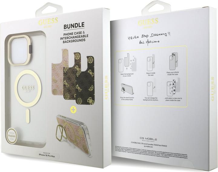 Image du produit Guess Coque magnétique MagSafe avec plaques interchangeables (rose / brun / noir) et Camera Stand (Apple iPhone 16 Pro Max)