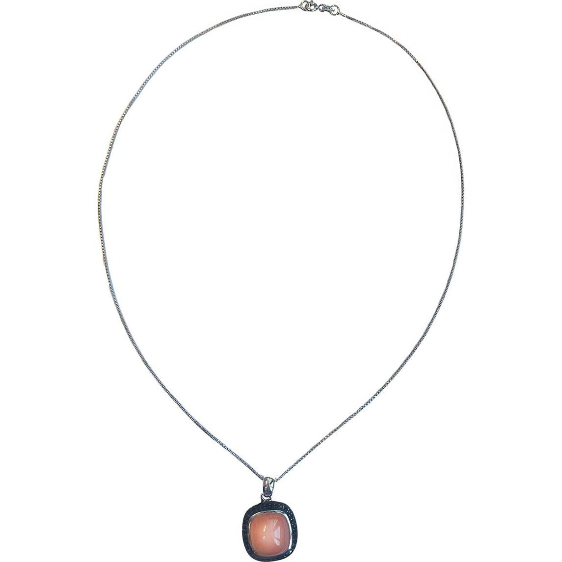 Thumbnail - Xen, Halsschmuck, Anhänger mit Kette Peach Mondstein Cushion-Cabochon 45 cm 925 Silber, (925 Sterling Silber, 45 cm)