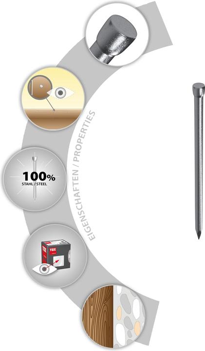 Produktbild Tox Nails 3,1x80 mm (400g) Drahtstifte, blank mit Stauchkopf (DIN 1152) (80 mm)