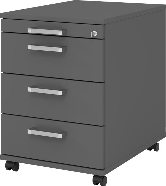 Hammerbacher Rollcontainer 58cm, 3Schübe,Schloss CE Graphit