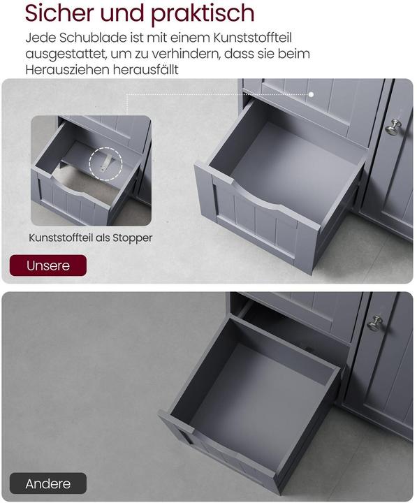 Immagine prodotto Vasagle Kommode in Landhausstil 60 x 80 cm, Grau (60 x 28.50 x 80 cm)