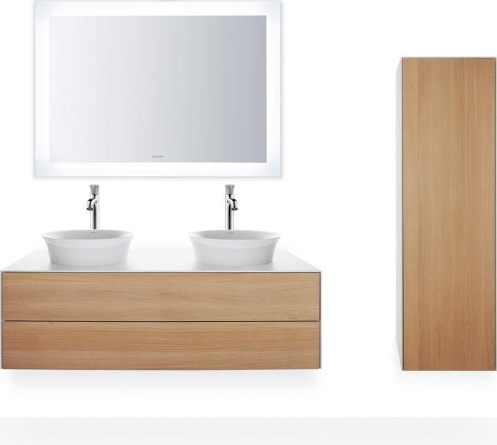 Duravit White Tulip, wall hung vanity unit, width 1300 x depth 550mm, with 2 drawers, with tip-on te