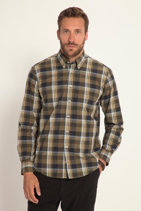 Produktbild JP1880 Karohemd, Langarm, Buttondown-Kragen, Modern Fit (6XL)