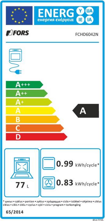 Energie-Label Fors Kochherd EURO, Edelstahl FCHD6042ES Edelstahl