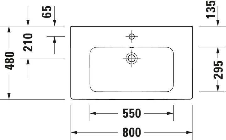 Image du produit Duravit D-Code lavabo, avec trou pour robinetterie, avec trop-plein, 800x480x165mm, blanc brillant (480 mm, 800 mm)