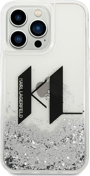 Actual product image Karl Lagerfeld KLHCP14LLBKLCS iPhone 14 Pro 6.1" srebrny/silver hardcase Liquid Glitter Big KL (Apple iPhone 14 Pro)