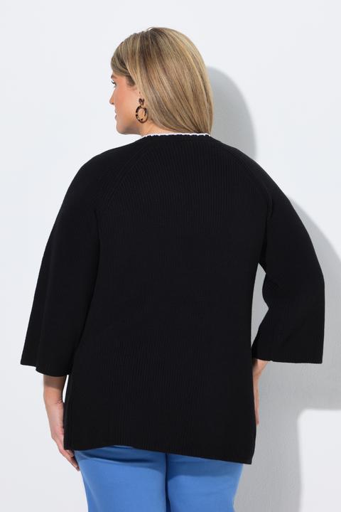 Produktbild Ulla Popken Strickjacke, Zierkanten, V-Ausschnitt, 3/4-Arm (58)