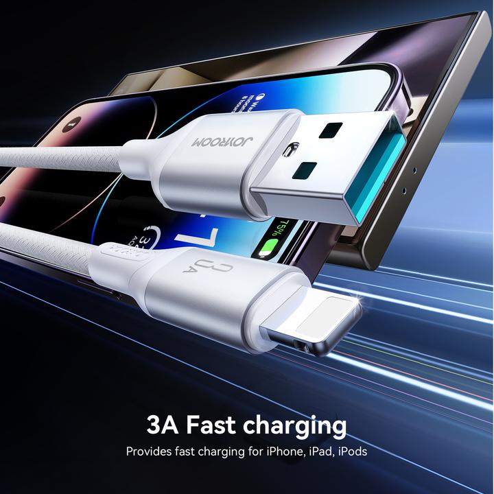 Image du produit Joyroom Flash Series Fast Charging USB-A to Lightning Cable 3A, 1m - White (1 m, 18 W)