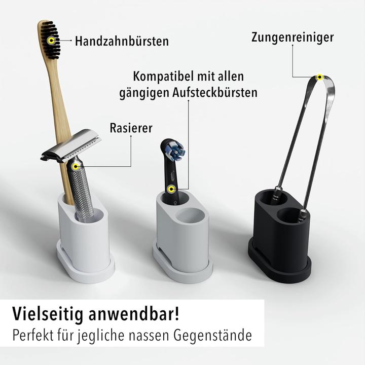 Immagine prodotto Qikfresh Zahnbürsten- und Aufsteckbürstenhalter 2er Grau (Portaspazzolino)