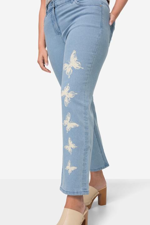 Image du produit Miamoda Jean coupe Straight Fit à 4 poches, papillons. Taille partiellement élastique (50)