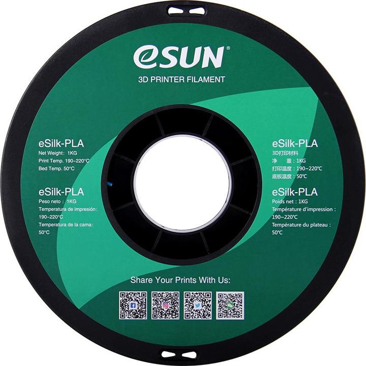 Actual product image eSUN eSilk PLA 1.75mm Cyan 1kg 3D Filament (PLA, 1.75 mm, 1000 g)