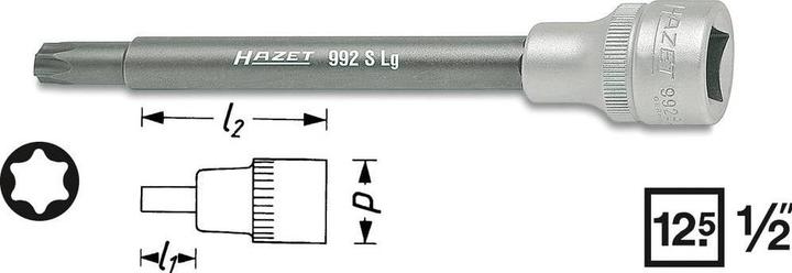 Produktbild HAZET Schraubendreher-Steckschlüsseleinsatz ∙ TORX 992SLG-T45 ∙ Vierkant12,5 mm (1/2 Zoll) ∙ Innen…