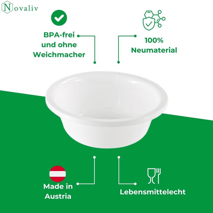 Image du produit Novaliv 4x Spülschüssel Rund 5L, D32 cm, Weiss, BPA-frei Spülmaschinenfest Ideal für Küche und Campin