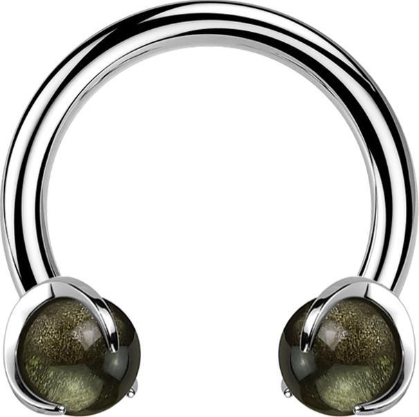 Immagine prodotto Star Piercing Micro Circular Barbell filo interno in argento con due sfere di pietra ossidiana (Titanio, senza ottone, Mnerale)