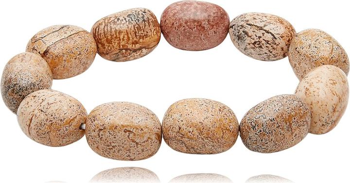 Immagine prodotto Leyda Bracciale in diaspro paesaggio (21 cm, Pietra colorata)