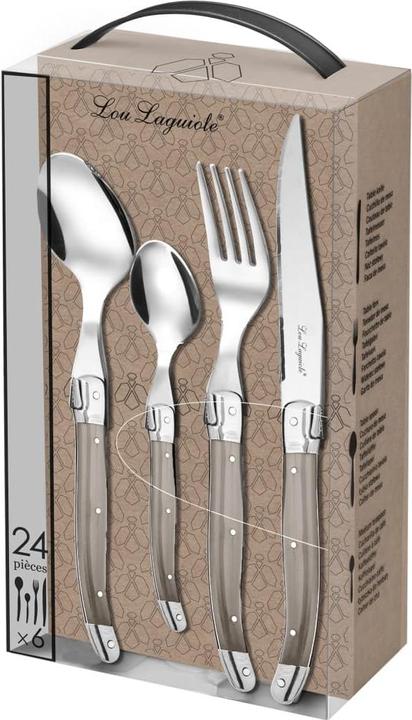 Produktbild Lou laguiole TRADITION Besteckset 24-teilig, taupe, hochglanzpoliertt, für 6 Personen (24 Stk., Besteck Set)