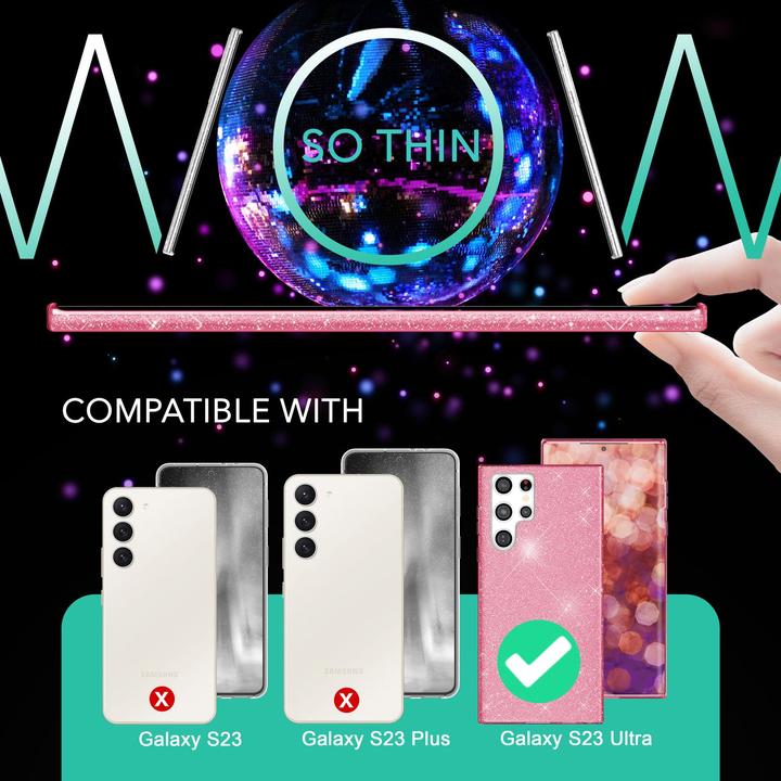 Produktbild Nalia Glitzer Silikon Hülle mit 2x Displayschutz (Samsung Galaxy S23 Ultra)