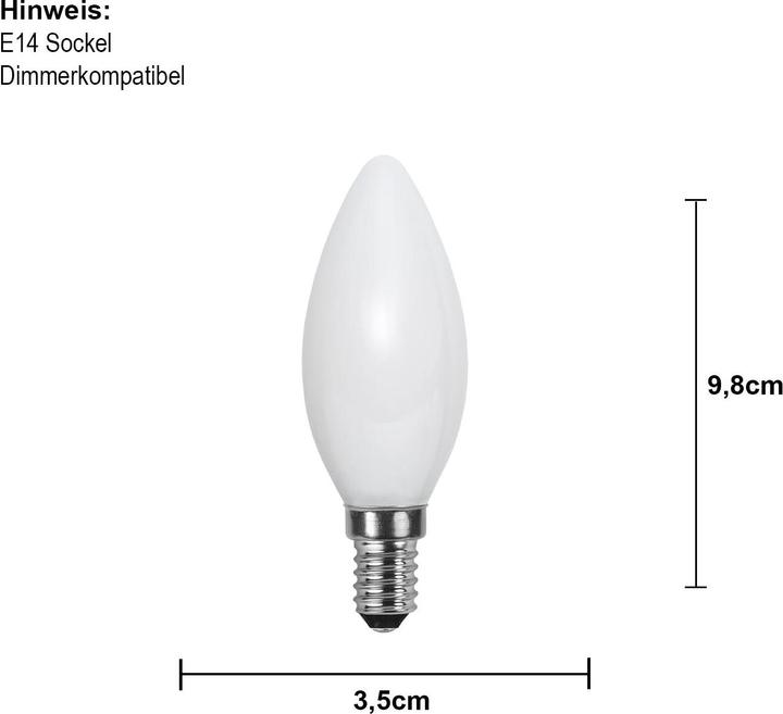Produktbild Star Trading LED Leuchtmittel E14 C35 Opaque Filament RA90 (E14, 5 W, 450 lm, 1 x, F)