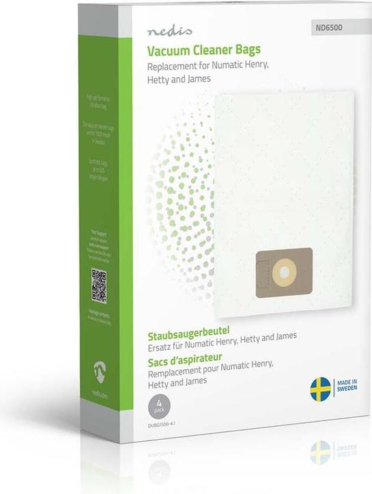 Actual product image Nedis Staubsaugerbeutel | 4 Stück | Synthetik | Meist verkauft für: Numatic Henry / Hetty / James |