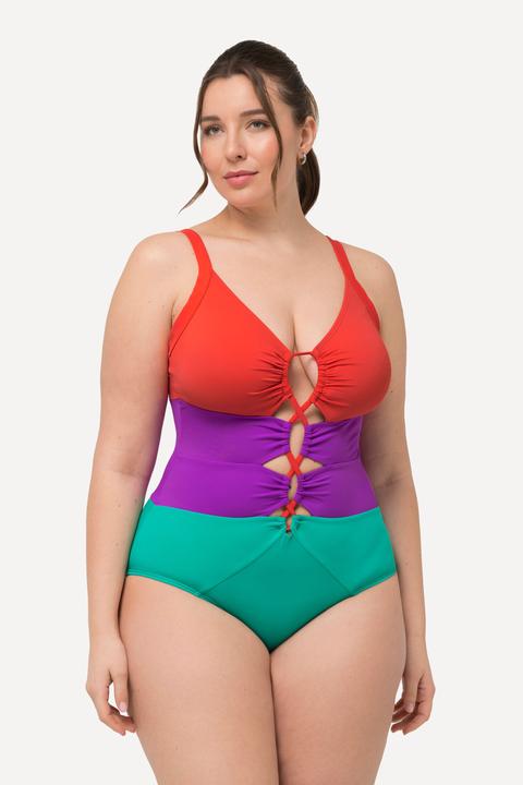 Immagine prodotto Ulla Popken Costume da bagno con color blocking, coppe morbide, aperture e materiale riciclato (50)