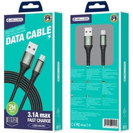 Jellico B12 Nylon Braided Universal Micro USB to USB Data&Fast 3.1A Charger Cable 2m (2 m), USB Kabel
