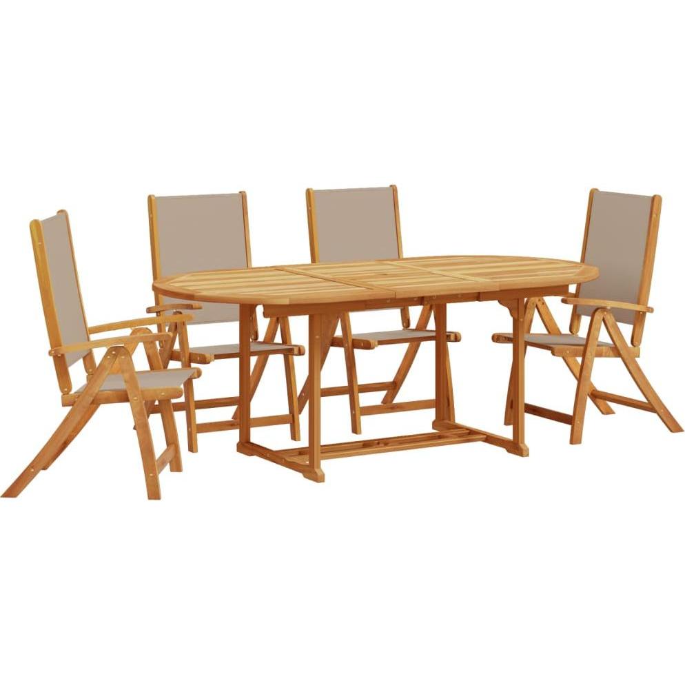 VidaXL, Gartentisch + Balkontisch, Gartenmöbel Essgruppe Gartengarnitur 5-tlg. Massivholz Akazie Textilene (100 cm)