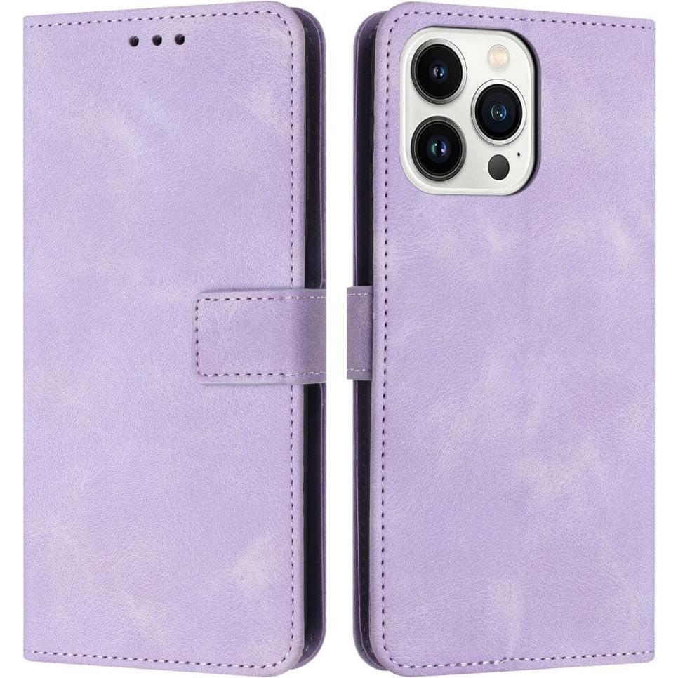 Cover-Discount iPhone 16 Pro – Wildleder Look Etui im Vintage Design (Apple iPhone 16 Pro), Smartphone Hülle, Violett