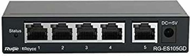Produktbild Ruijie 5-Port Gigabit unmanaged Switch, 5 Gigabit RJ45 Ports,Steel Case (5 Ports)