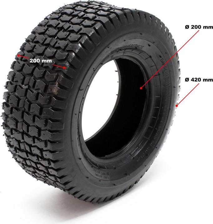Actual product image Wiltec 2xReifenmantel 2xSchlauch 18x8.50-8 4pr Winkelventil Rasentraktor Aufsitzmäher (Lawn tractor, Tractor accessories)