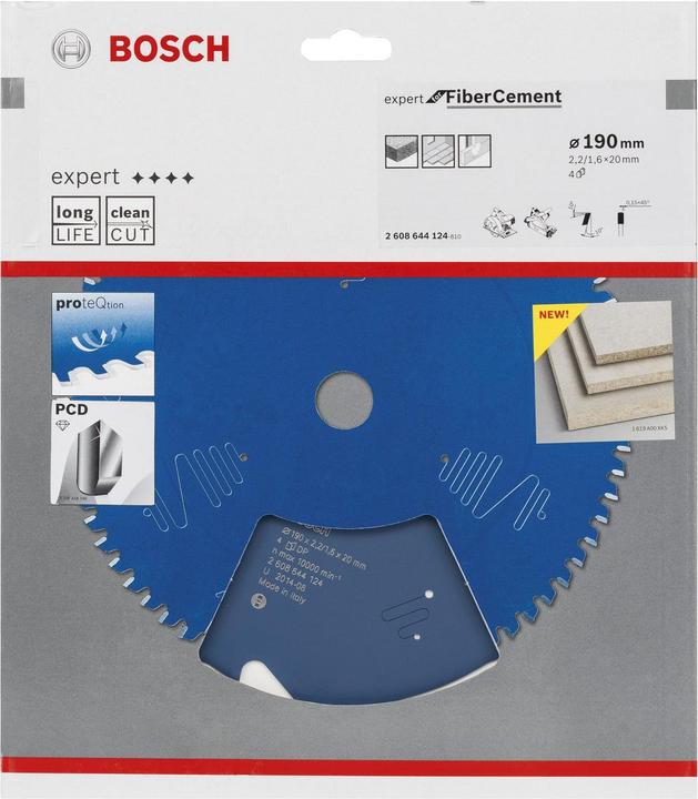 Immagine prodotto Bosch Professional Zubehör Lama circolare Expert per fibrocemento, 190 x 20 x 2,2 mm, 4